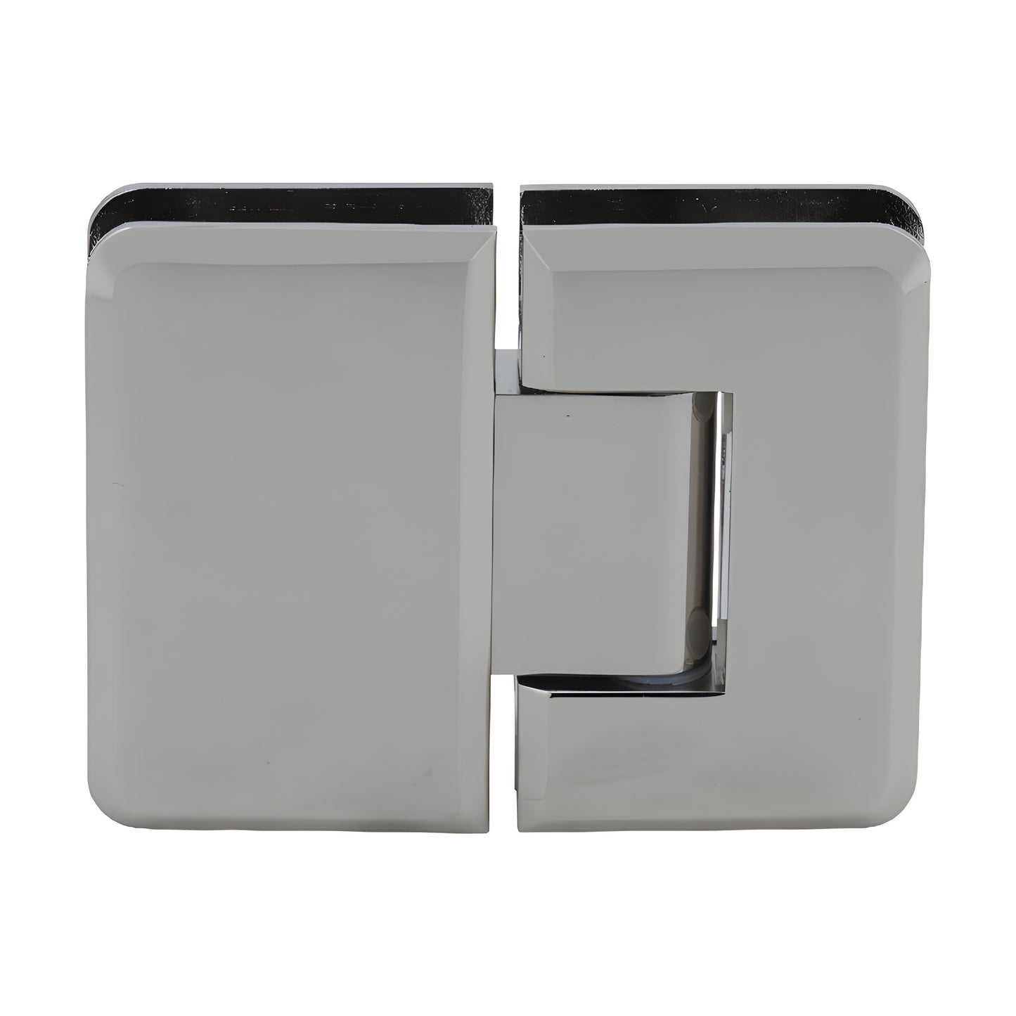 Polished nickel CRL Pinnacle glass-to-glass shower hinge (P1N180PN), beveled brass, self-centering, fits 8-12mm glass