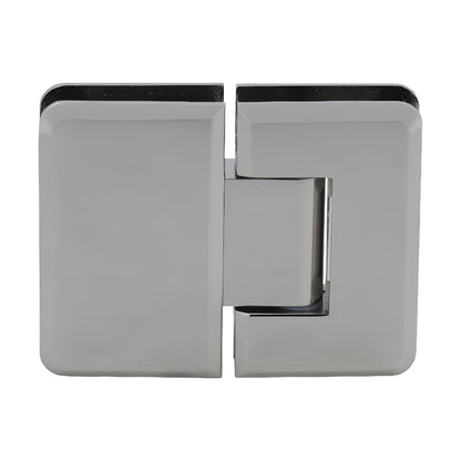 Polished nickel CRL Pinnacle glass-to-glass shower hinge (P1N180PN), beveled brass, self-centering, fits 8-12mm glass