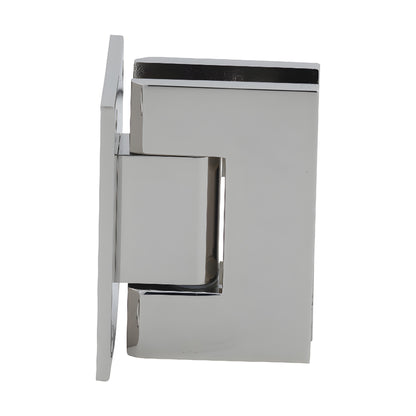 Polished nickel brass shower hinge (GEN037PN) wall-mount full back plate for 8-12mm tempered glass, self-centering.