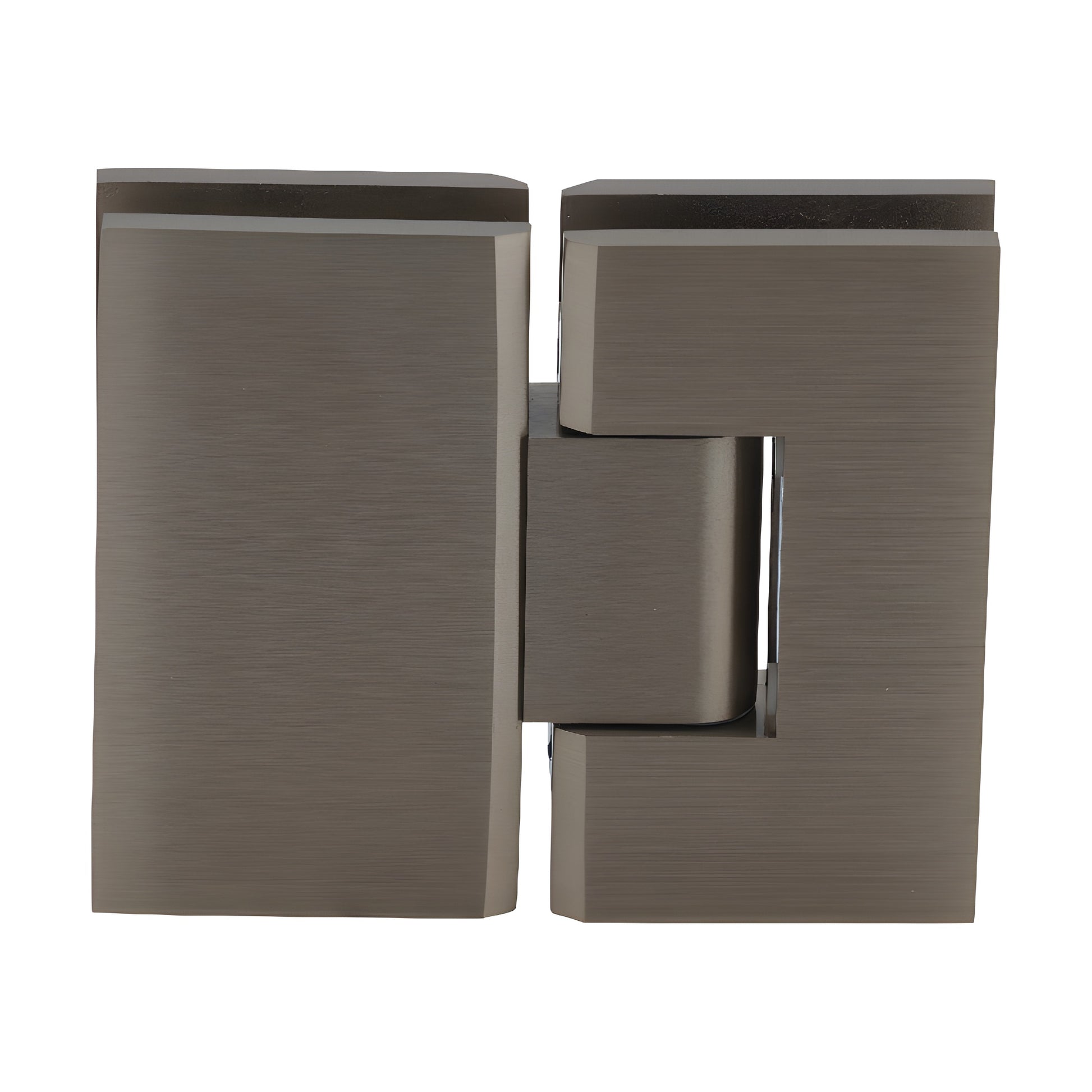 Brushed bronze square glass-to-glass shower hinge (CRL Vienna V1E180) for 3/8-1/2 tempered glass
