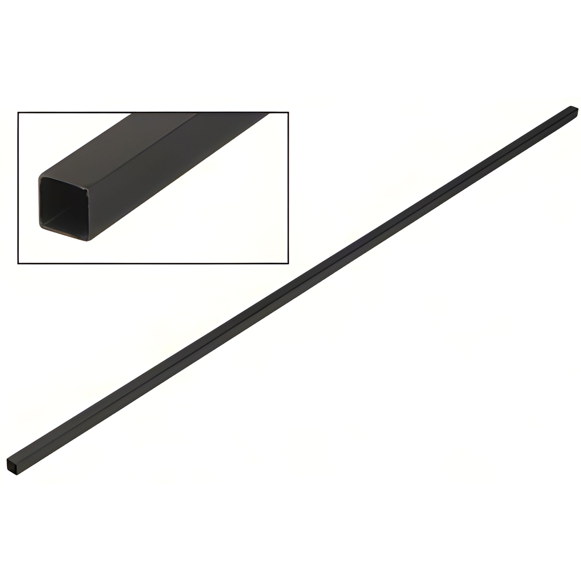 Matte black 59in brass square support bar for 1/4-1/2in glass (SKU: SQ59MBL)