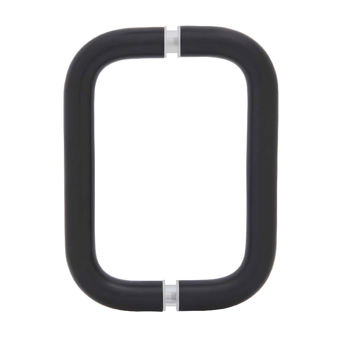 Matte black solid brass squared pull handle (BPD6MBL), 3/4 in dia, 6 in c c, fits 1/4-1/2 in glass, back-to-back