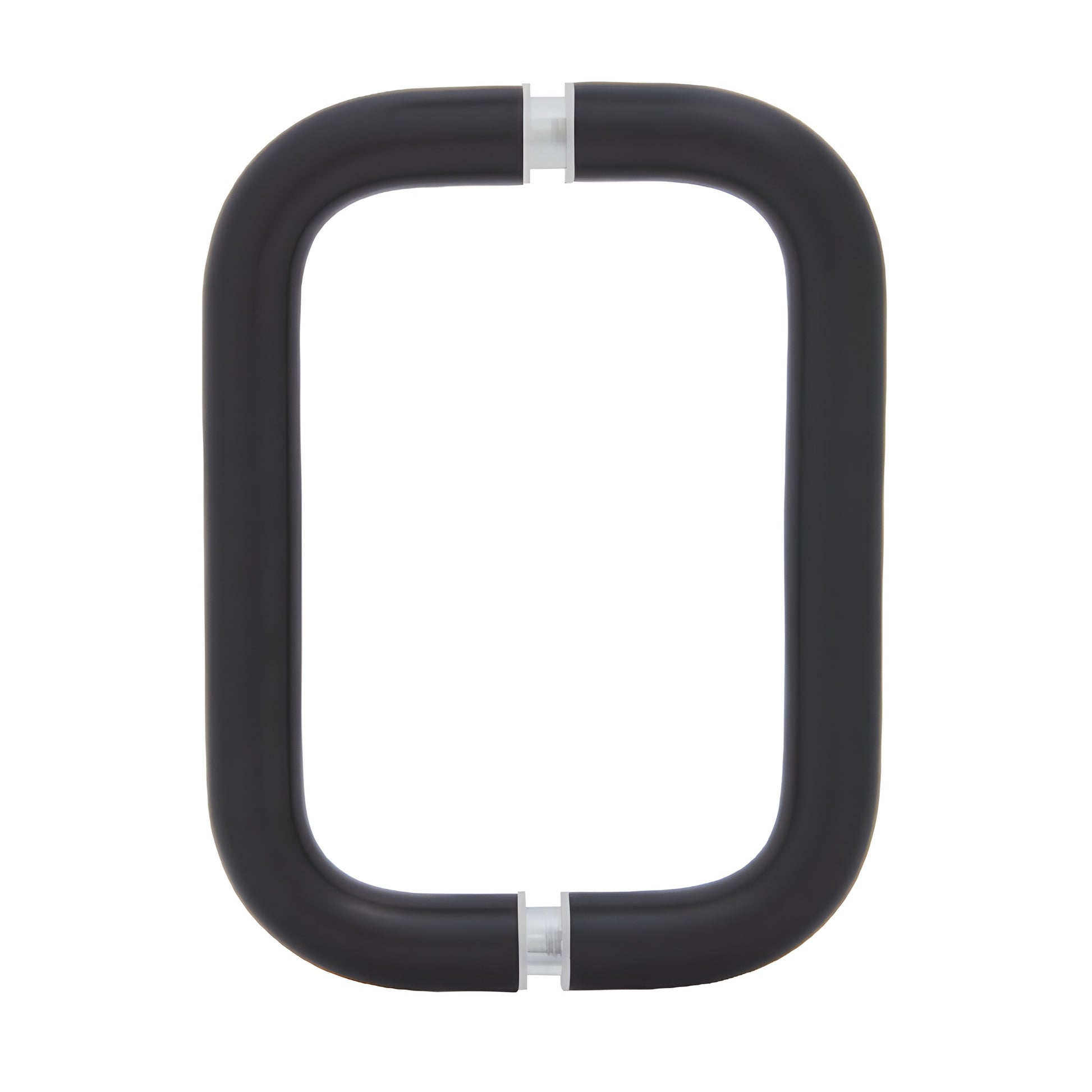 Matte black solid brass squared pull handle (BPD6MBL), 3/4 in dia, 6 in c c, fits 1/4-1/2 in glass, back-to-back