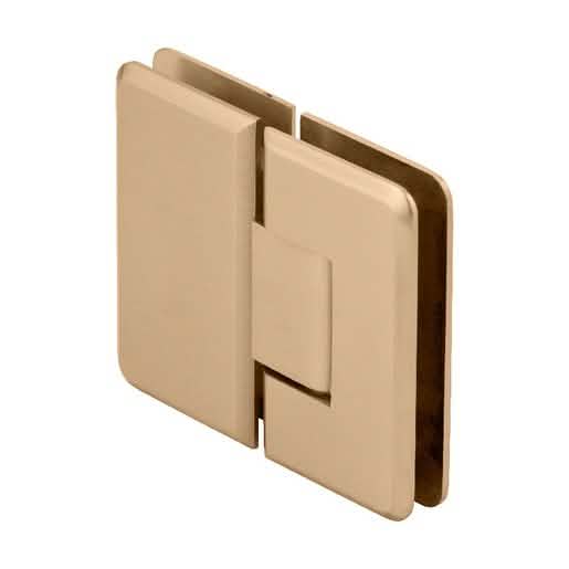 CRL Satin Brass Cologne 180º Glass-to-Glass Hinge for stylish, secure installations.