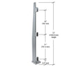 MET72LEBS brushed stainless steel 72" Metropolis windscreen post, 5" deep base, three glass clamp brackets, 3/4" face trim.
