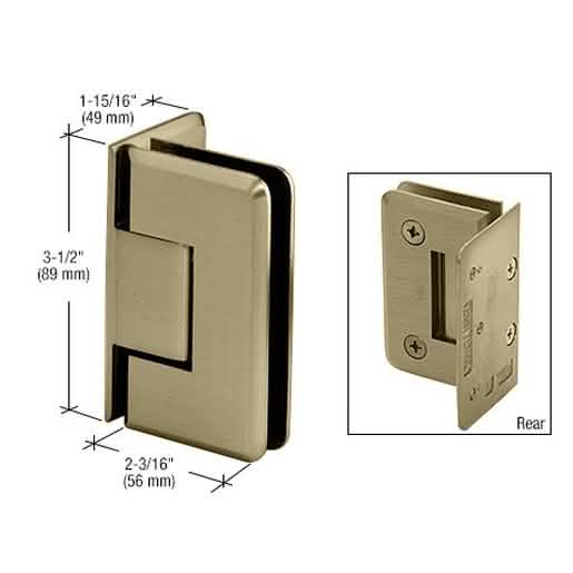 "CRL Brushed Bronze Pinnacle 044 Wall Mount Offset Back Plate Hinge for Sleek Installation