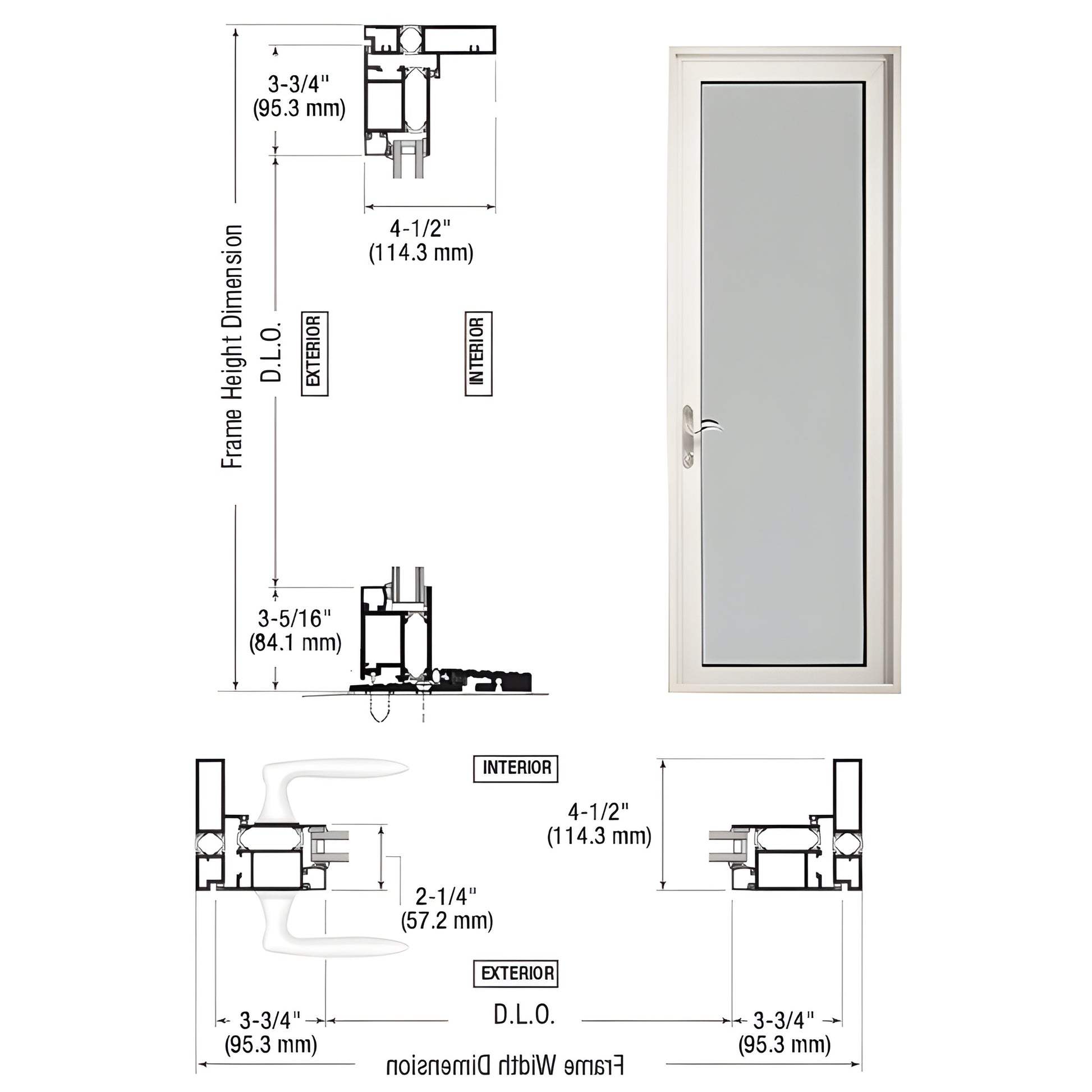 White Kynar CRL Series 925 thermally broken single patio door with 1-inch glass, five-point lock, low-profile threshold.