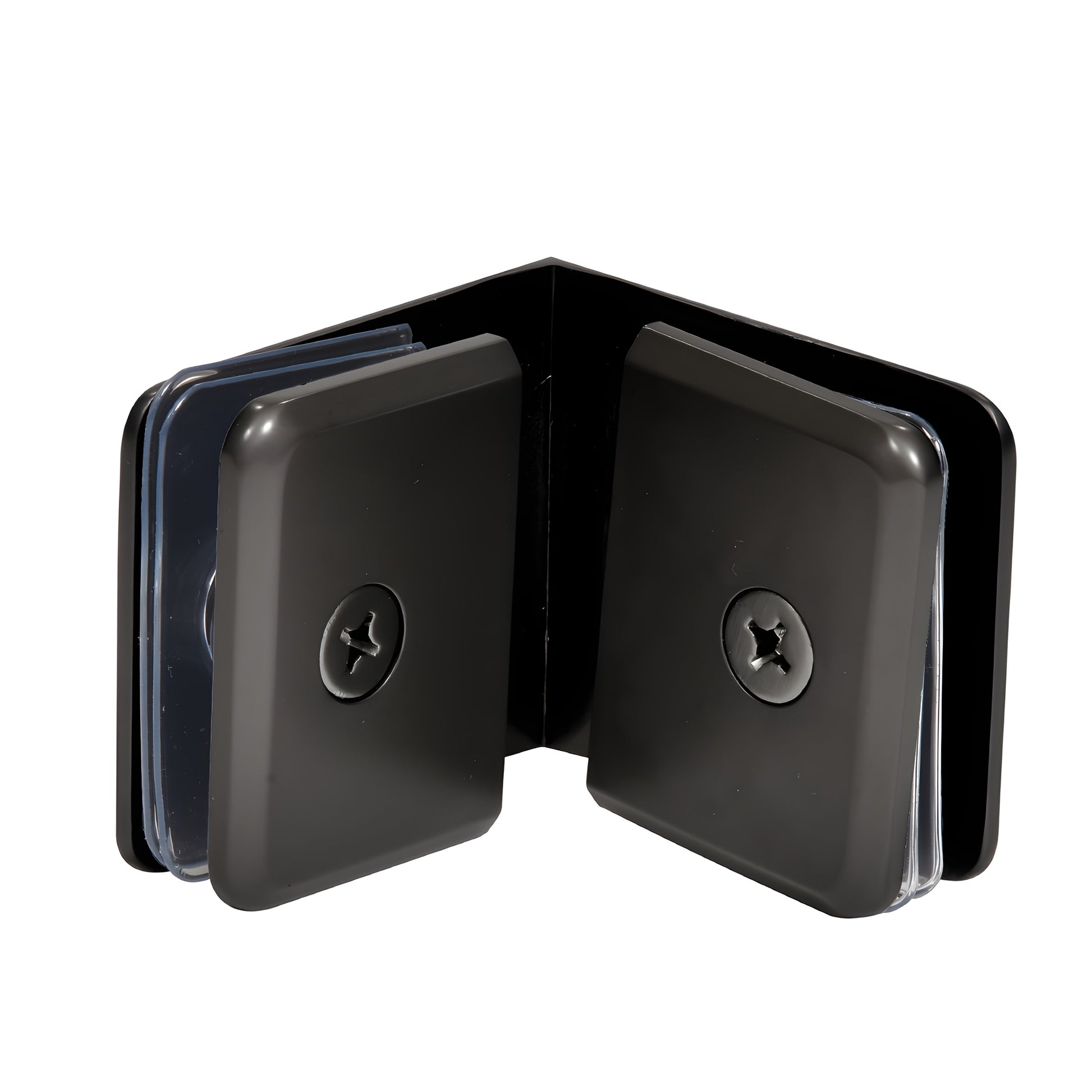 BGC900RB oil-rubbed bronze beveled 90 glass-to-glass clamp for 3/8-1/2 tempered glass, solid brass.