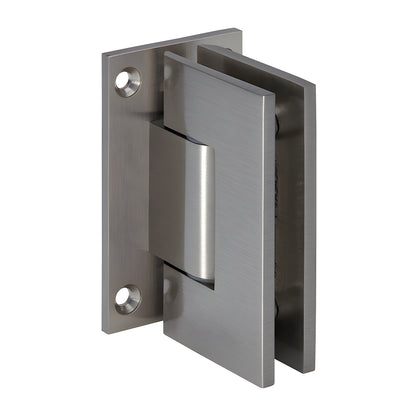 GEN337BN brushed nickel adjustable Geneva shower door hinge with full back plate, for 5/16-1/2" tempered glass.