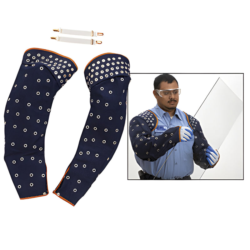 CRL 24in blue denim arm sleeves with metal grommets and adjustable straps, SKU 2404446