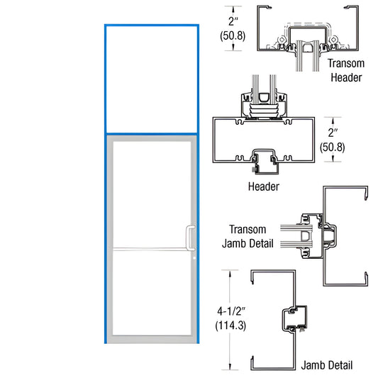 CRL 1DFT 40x126 black bronze anodized aluminum transom frame, prepped for hookbolt and butt hinges - SKU 0B91522R36