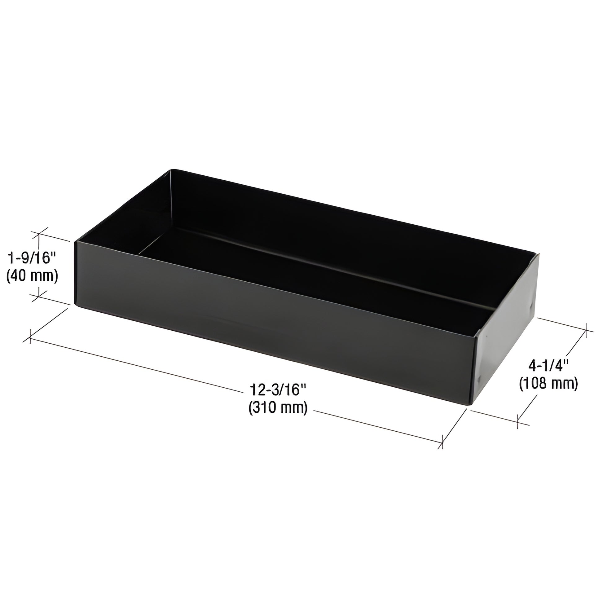 Black shallow replacement case for CRL8300 floor-mounted door closer (SKU CRL83CB), 12-3/16" 4-1/4" 1-9/16".