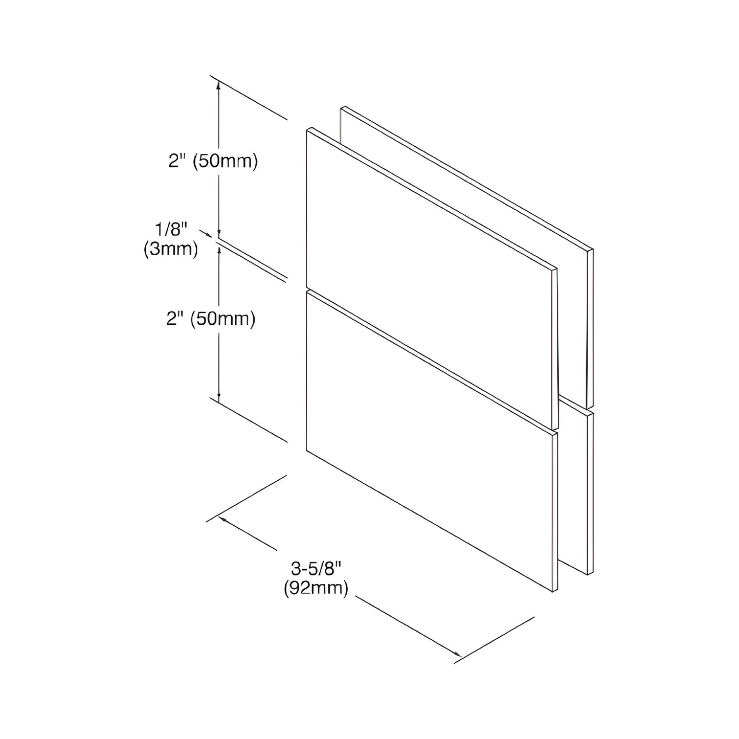 CAR02CH Cardiff polished chrome squared pivot hinge for 8-10mm glass, 3-5/8 in wide, top-and-bottom mount