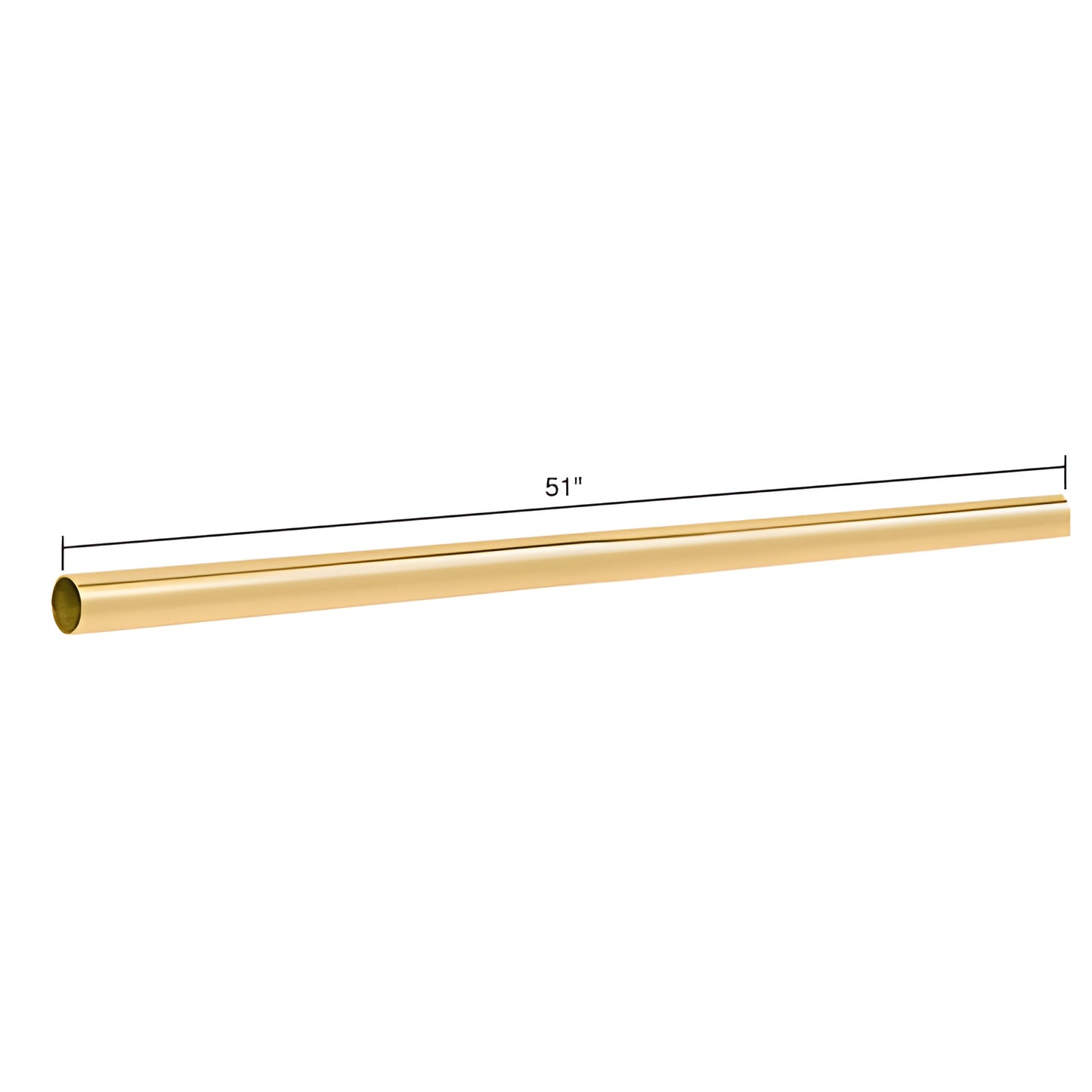 Polished brass 3/4 in (19 mm) diameter straight support bar, 51 in length - SKU S2BR.