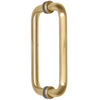 SPH8SB solid brass satin-brass squared 8" back-to-back shower door pull handle, fits 1/4-1/2" glass with washers