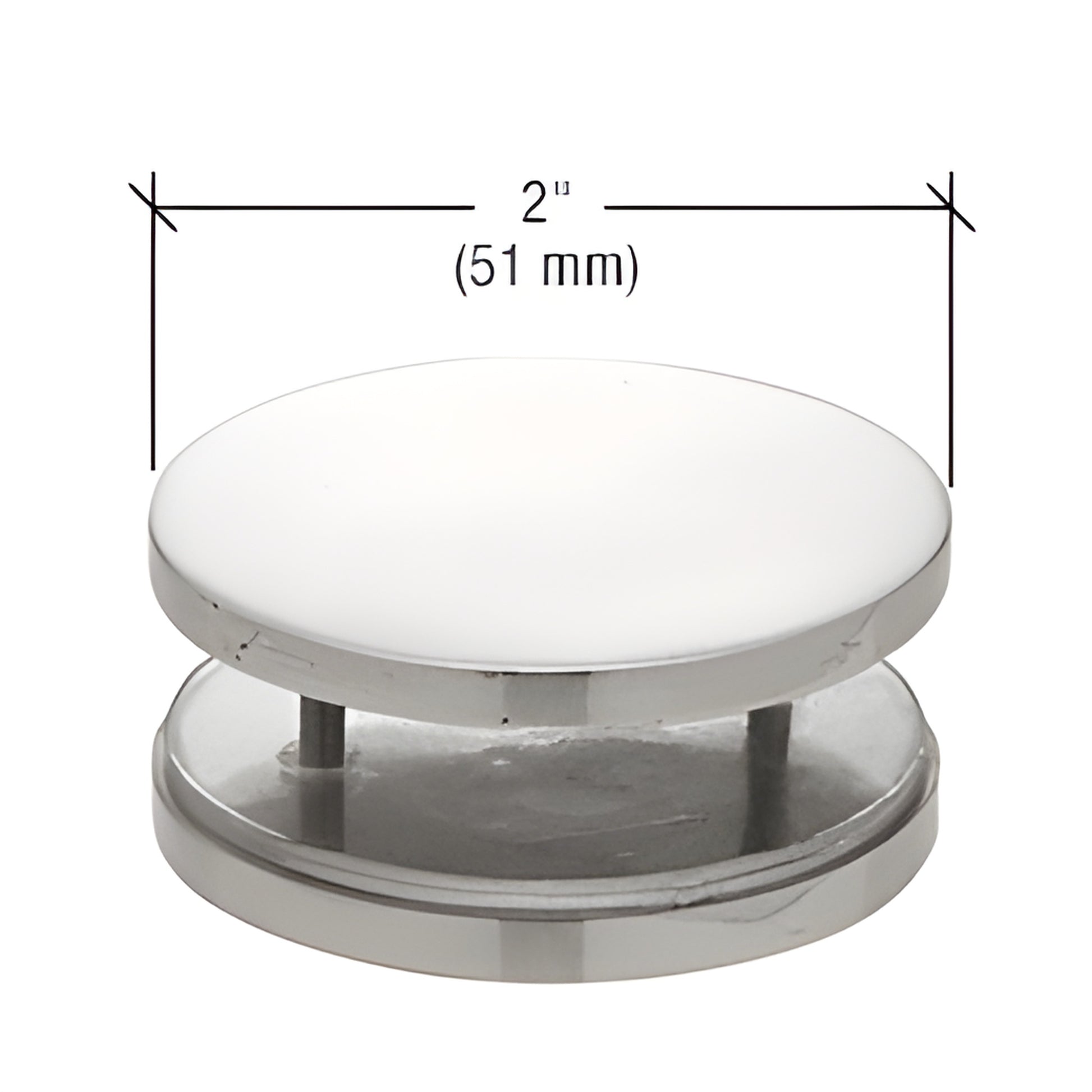 CRL MFC30 polished stainless steel 2 in (51 mm) 180 round mall front clamp for 3/8-3/4 in tempered glass