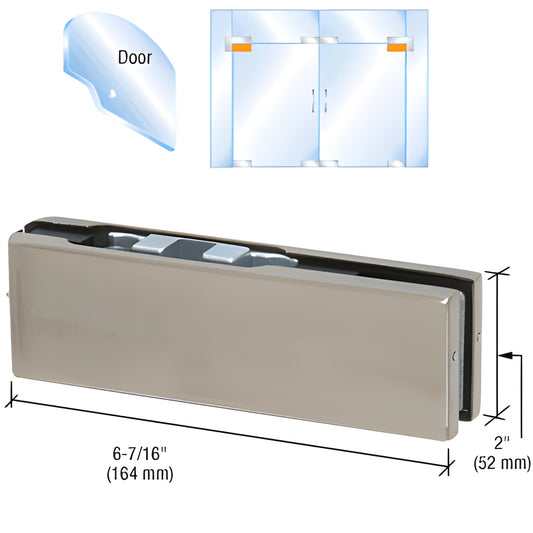 PH21CBS brushed stainless adjustable top door patch fitting for frameless glass doors, fits 3/8-1/2" glass
