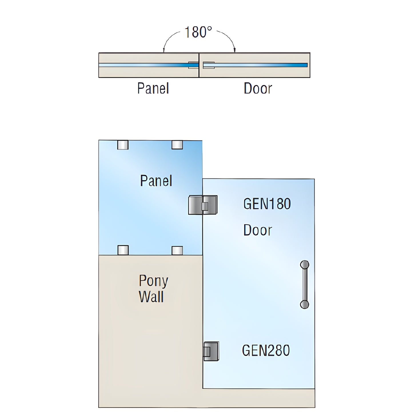 GEN2800RB oil-rubbed bronze Geneva pony wall mount shower hinge for 5/16-1/2 in glass