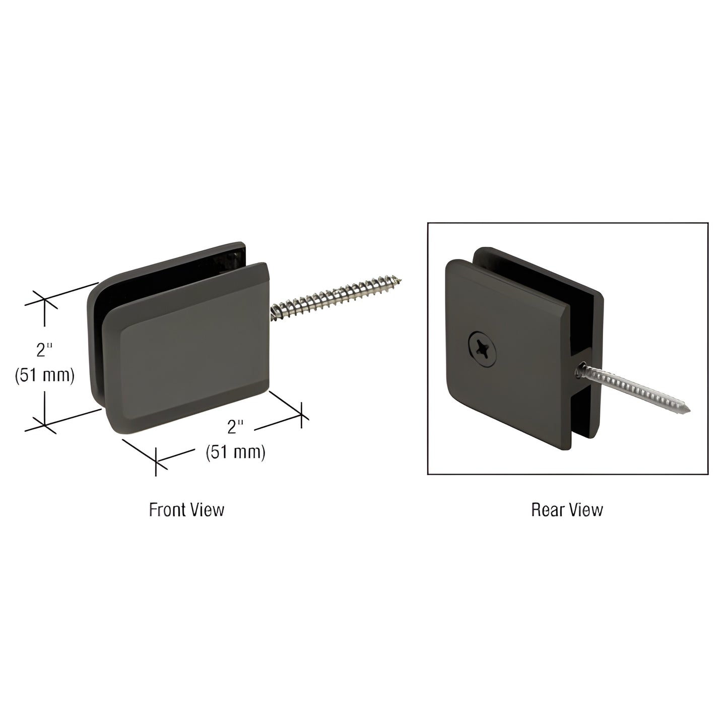 Matte black beveled wall mount movable transom clamp (BGC186MBL) for 3/8-1/2 tempered glass, includes screw.