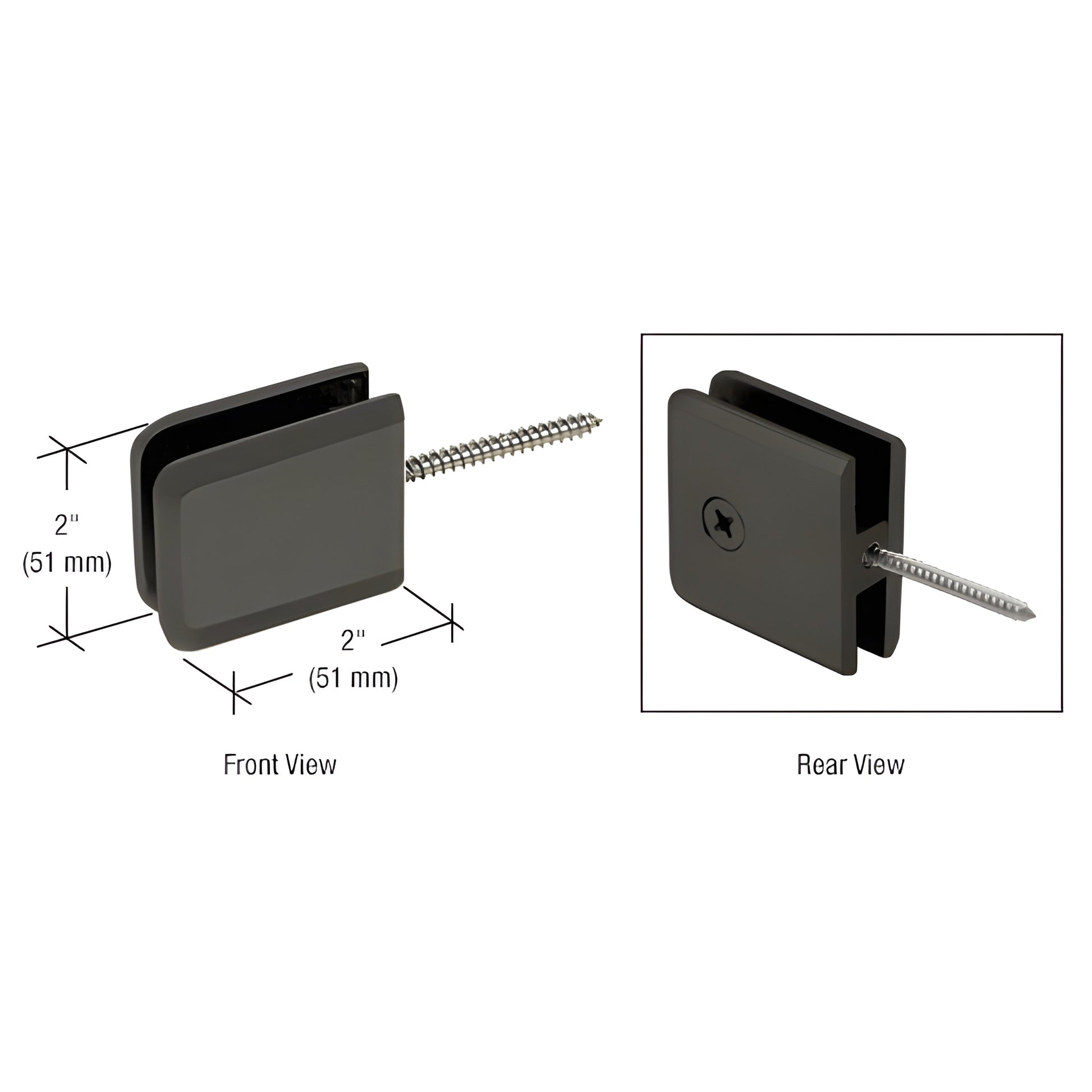 Matte black beveled wall mount movable transom clamp (BGC186MBL) for 3/8-1/2 tempered glass, includes screw.