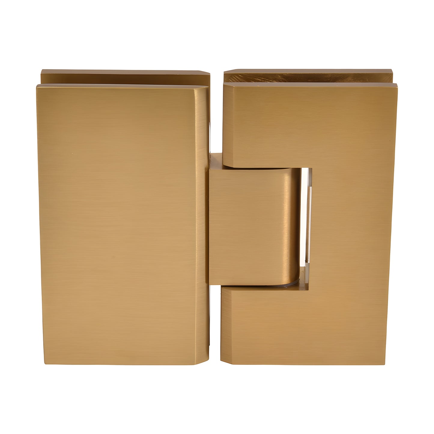 CRL Vienna V1E180MG glass-to-glass shower hinge, modern gold brass, square profile, fits 3/8-1/2" tempered glass