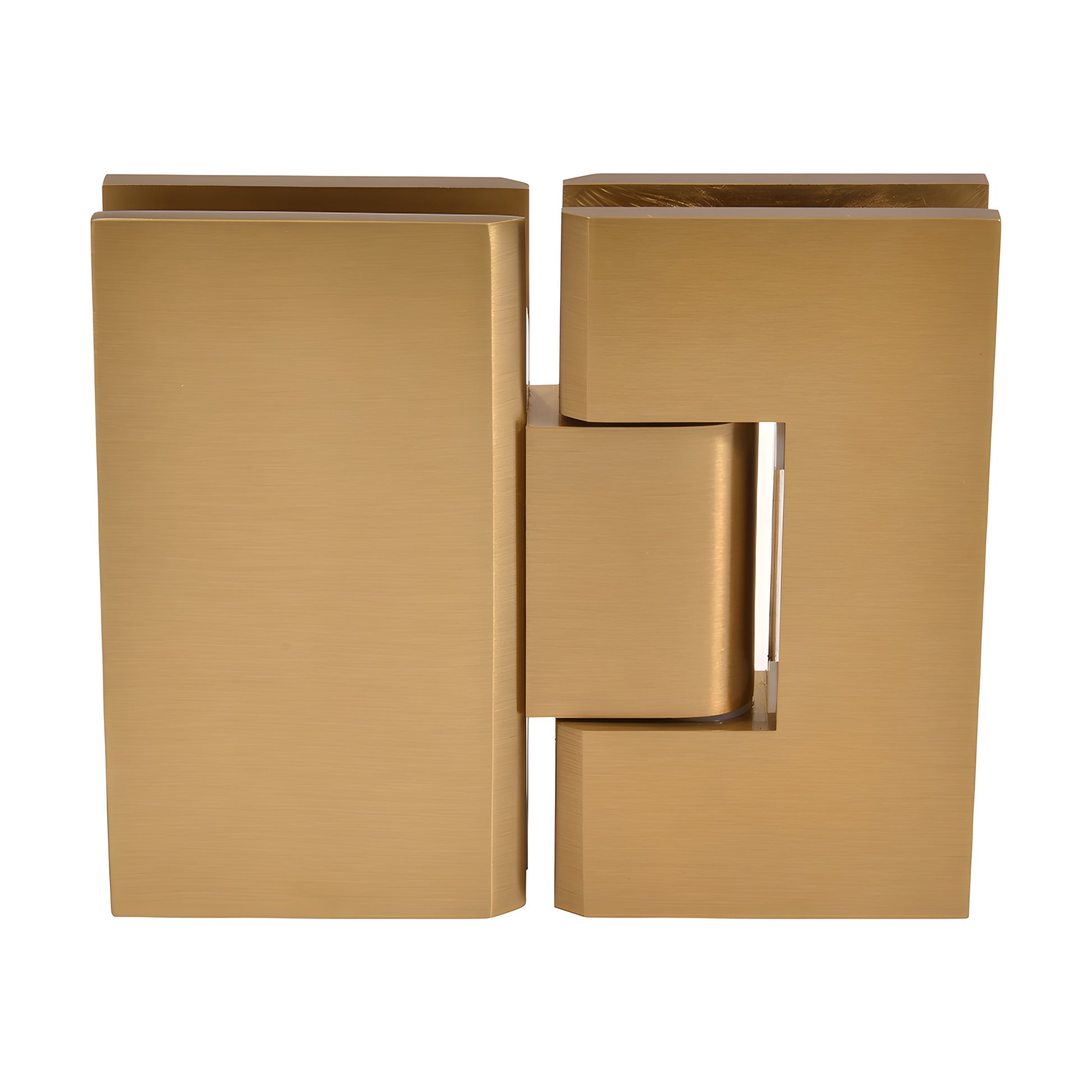 CRL Vienna V1E180MG glass-to-glass shower hinge, modern gold brass, square profile, fits 3/8-1/2" tempered glass