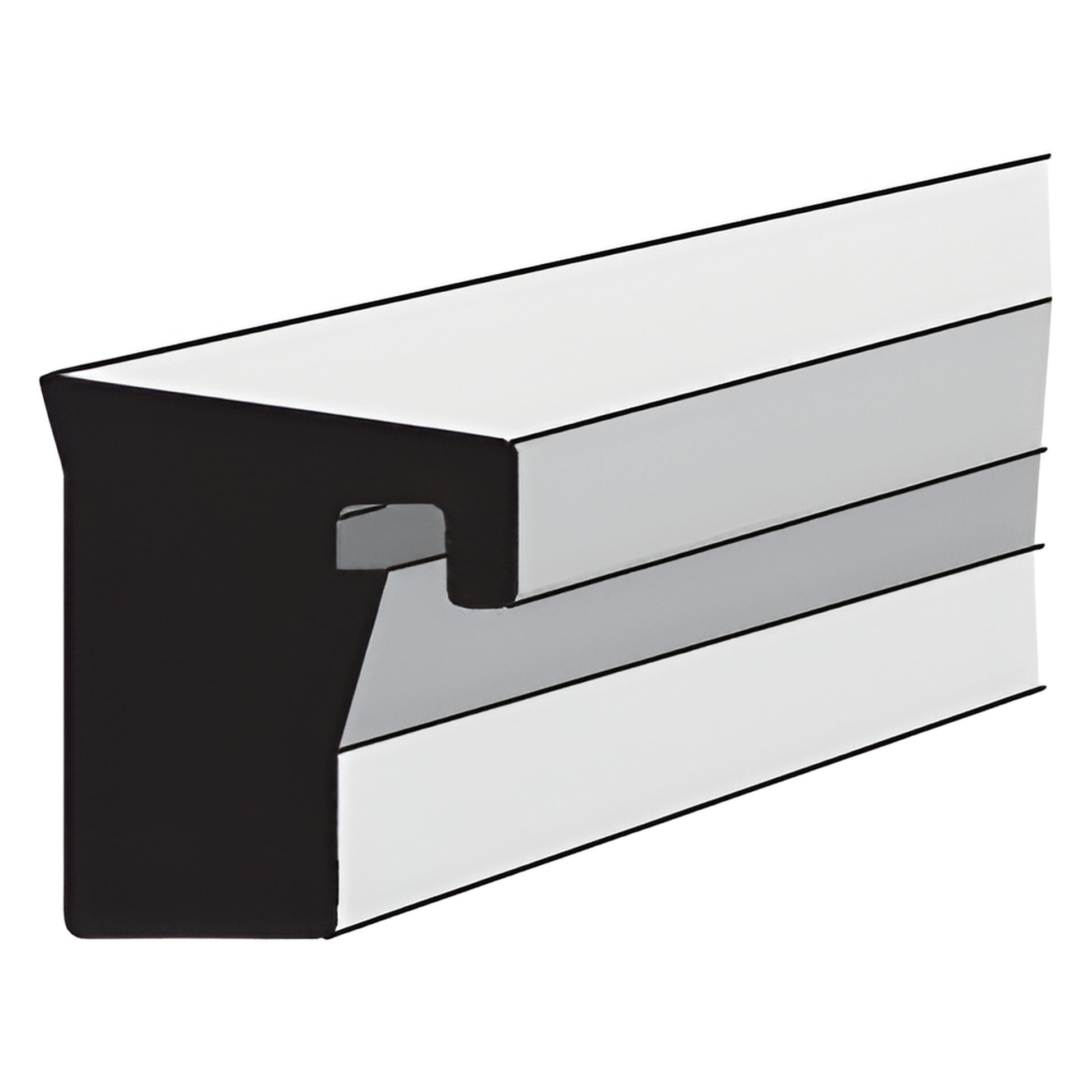 NP620 black extruded aluminum spandrel glazing hardware profile, angled section showing gasket channel.
