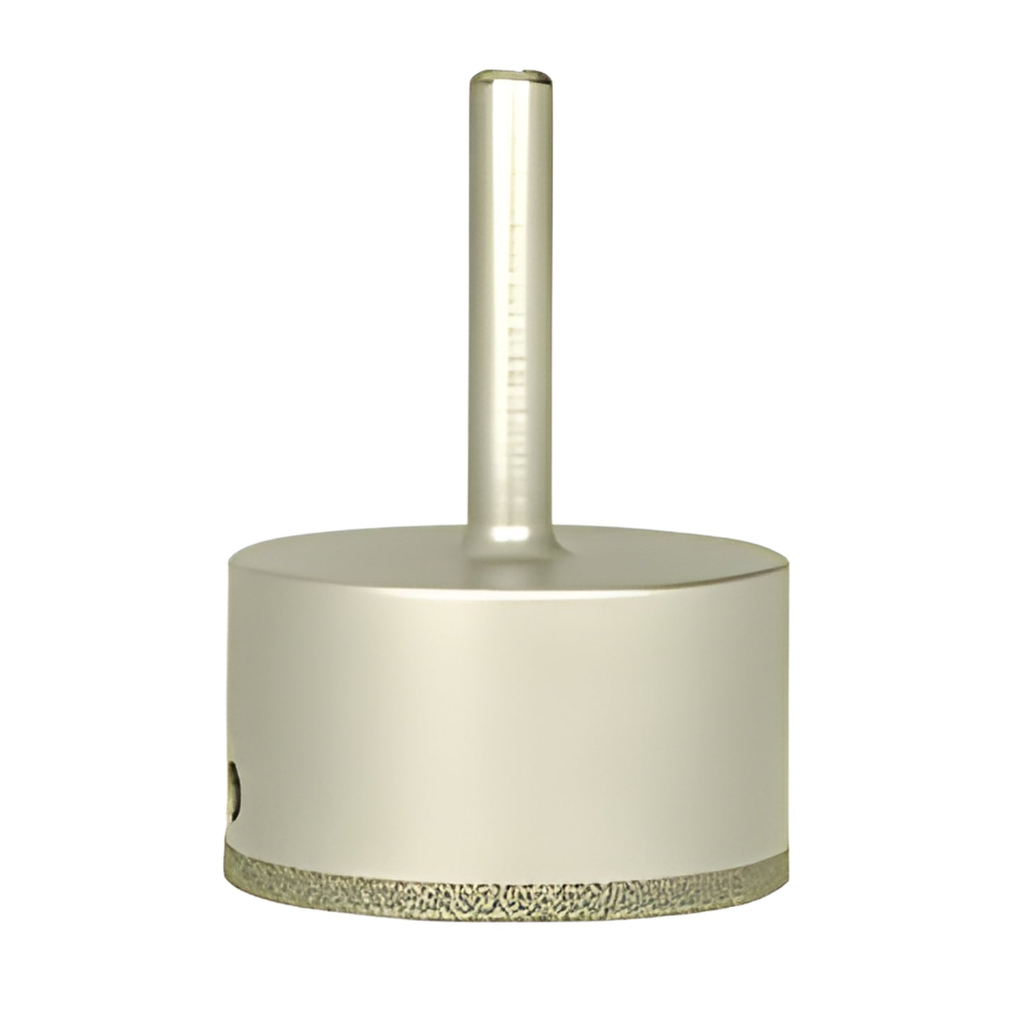 EDD212 2-1/2" diamond-plated hole saw with continuous rim and 3/8" shank for glass and tile drilling.