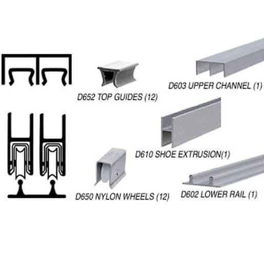 CRL Satin Anodized Track Assembly with Nylon Wheels - D603 Upper & D602 Lower