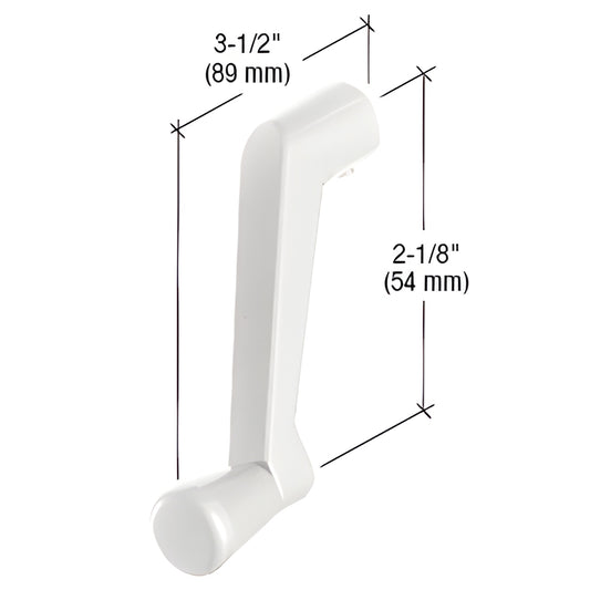 White replacement crank handle for Truth casement windows, 11/32" spline, 2-1/8" high, 3-1/2" protrusion (SKU EP22007)