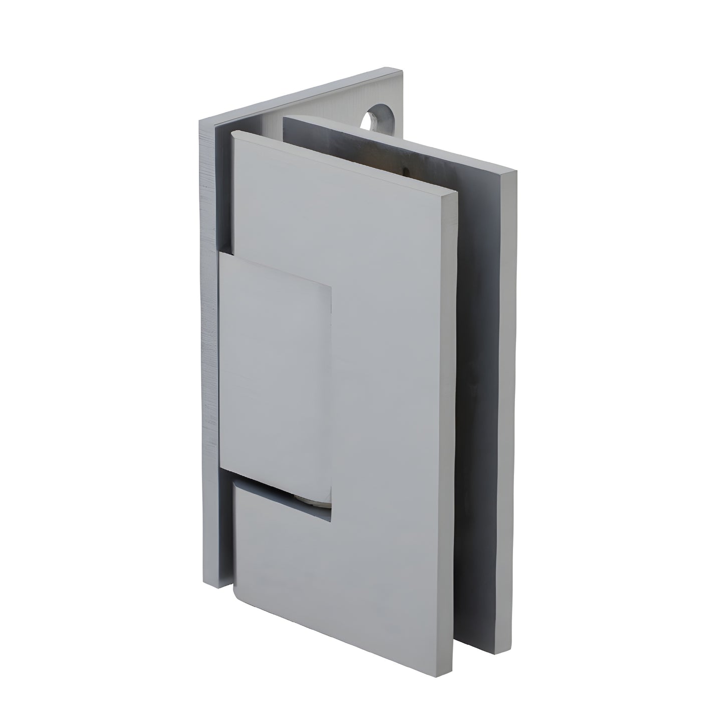GEN344BSC adjustable brushed satin chrome brass shower door hinge, square edge, wall-mount.