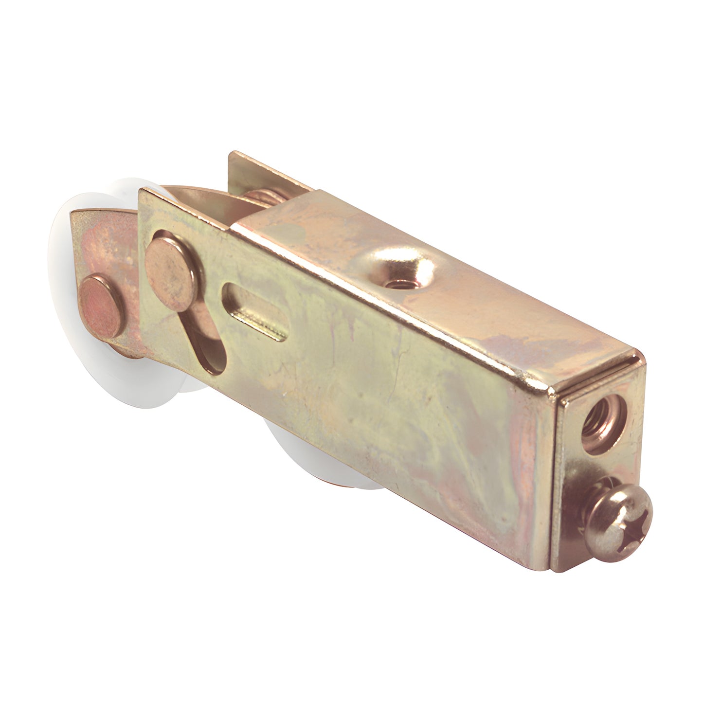 D1739 adjustable steel tandem roller assembly with white nylon concave wheels for sliding glass patio doors.