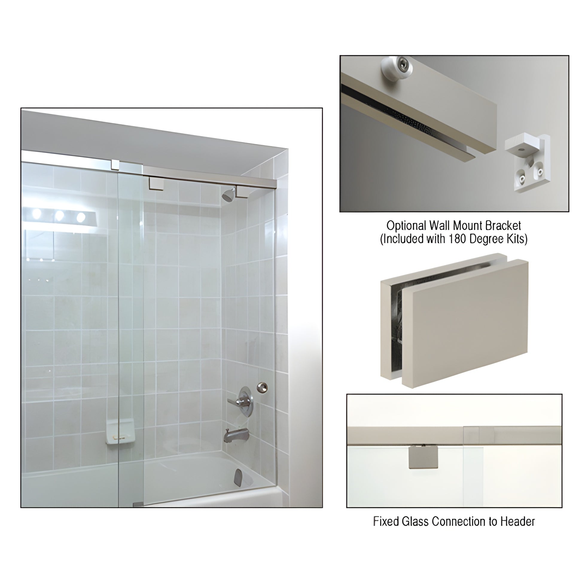 CRL Cabo CABS84BN 84 in brushed nickel concealed-top roller, soft-close sliding glass shower door system with aluminum header