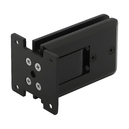 Matte black Atlas self-centering wall hinge for 8-12mm tempered glass doors (SKU: ATL01MBL)