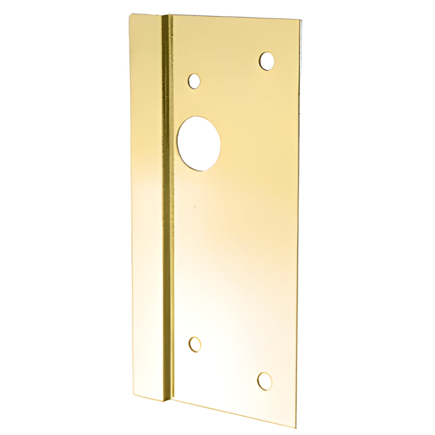 Polished brass CRL center-lock latch guard LG410RPB for 4x10" center locks, right-hand, 10" tall
