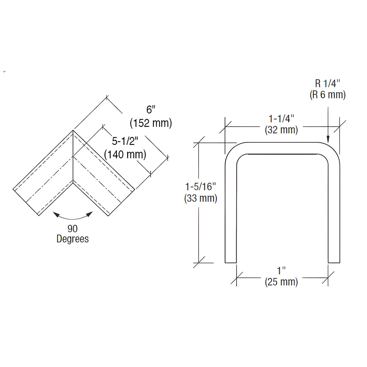 GRL107HBS: Brushed stainless steel 90 slip-fit corner for 3/4" (19 mm) cap railing, welded ready-to-install.