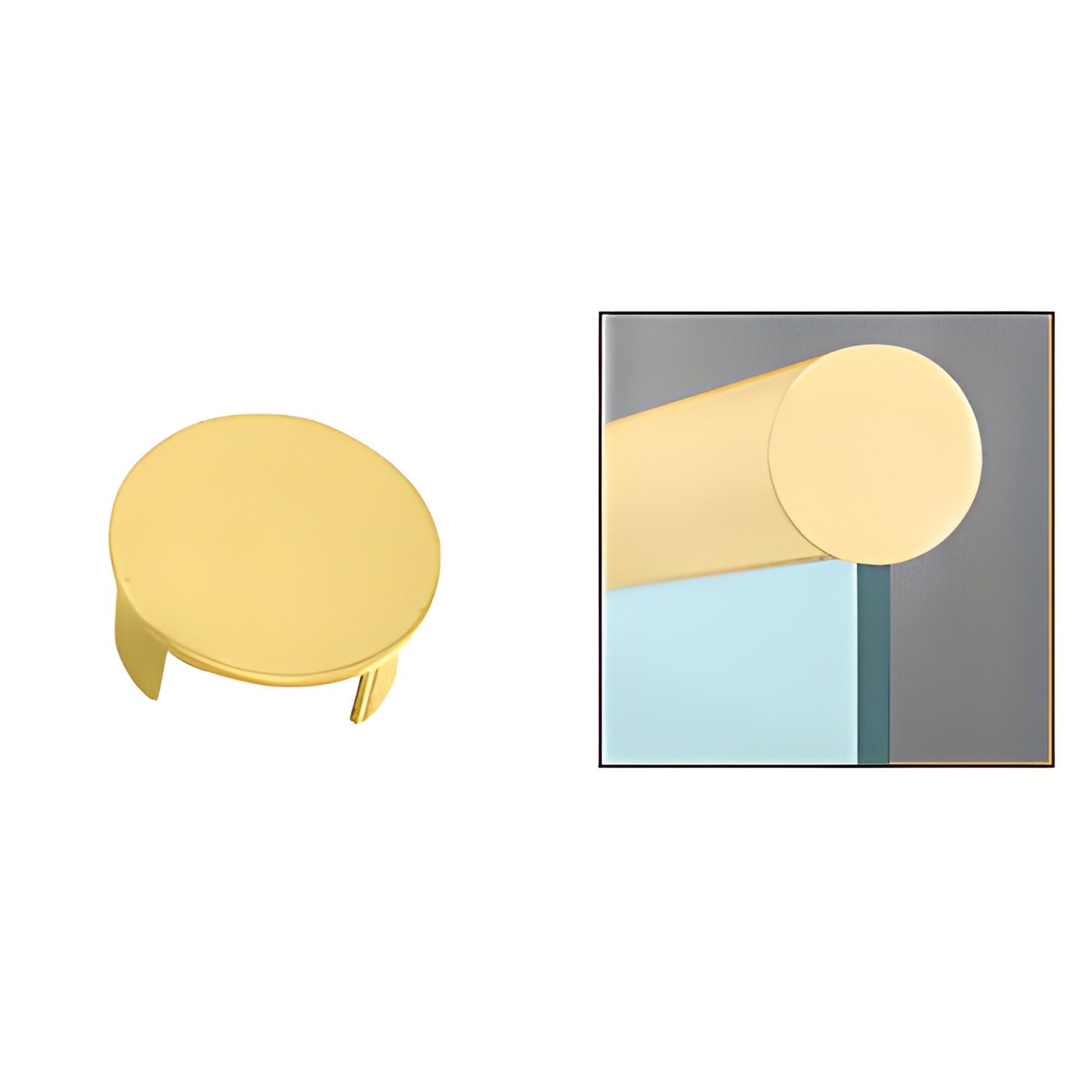 Satin brass slip-in round end cap 1-1/2in (38mm) for railing, SKU GR15ECSB.