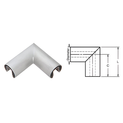 CRL Brushed Stainless 1.66in 90° Corner for 1/2–5/8in Glass Cap Rail