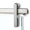 Brushed stainless Meridian frameless glass sliding door kit - roller and 96" track for 3/8-1/2" tempered glass (SKU LAT34MERB