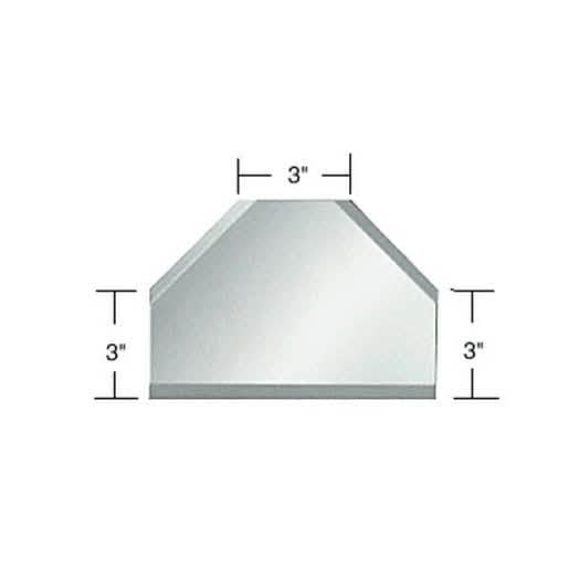 CRL Clear Mirror Glass T-Connector, 3" Beveled Edges, Ideal for Seamless Mirror Installati