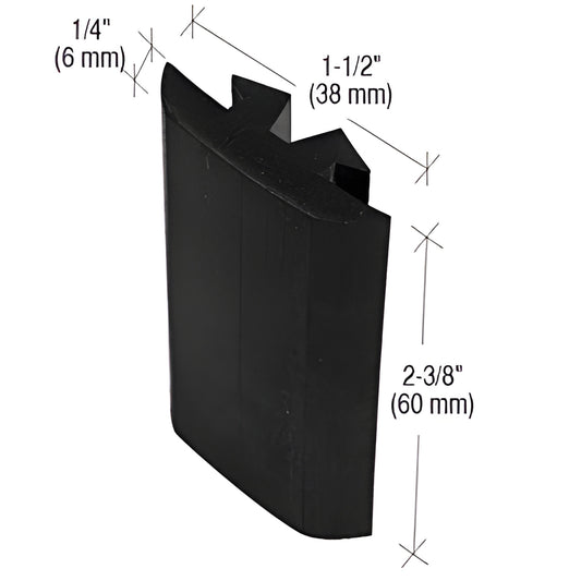 BP3 neoprene slotted Barpad - black snap-in pad for slotted aluminum/steel slats, approx 11 2" x 23 8" (38 60 mm)