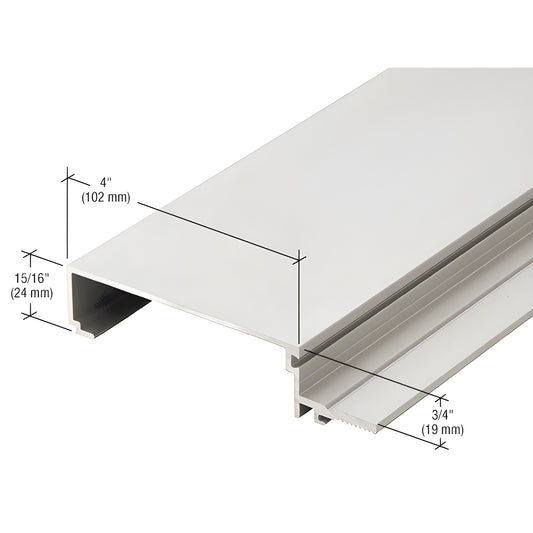 Clear anodized aluminum curtain wall mullion extrusion, 4" wide; 15/16" (24mm) and 3/4" (19mm).
