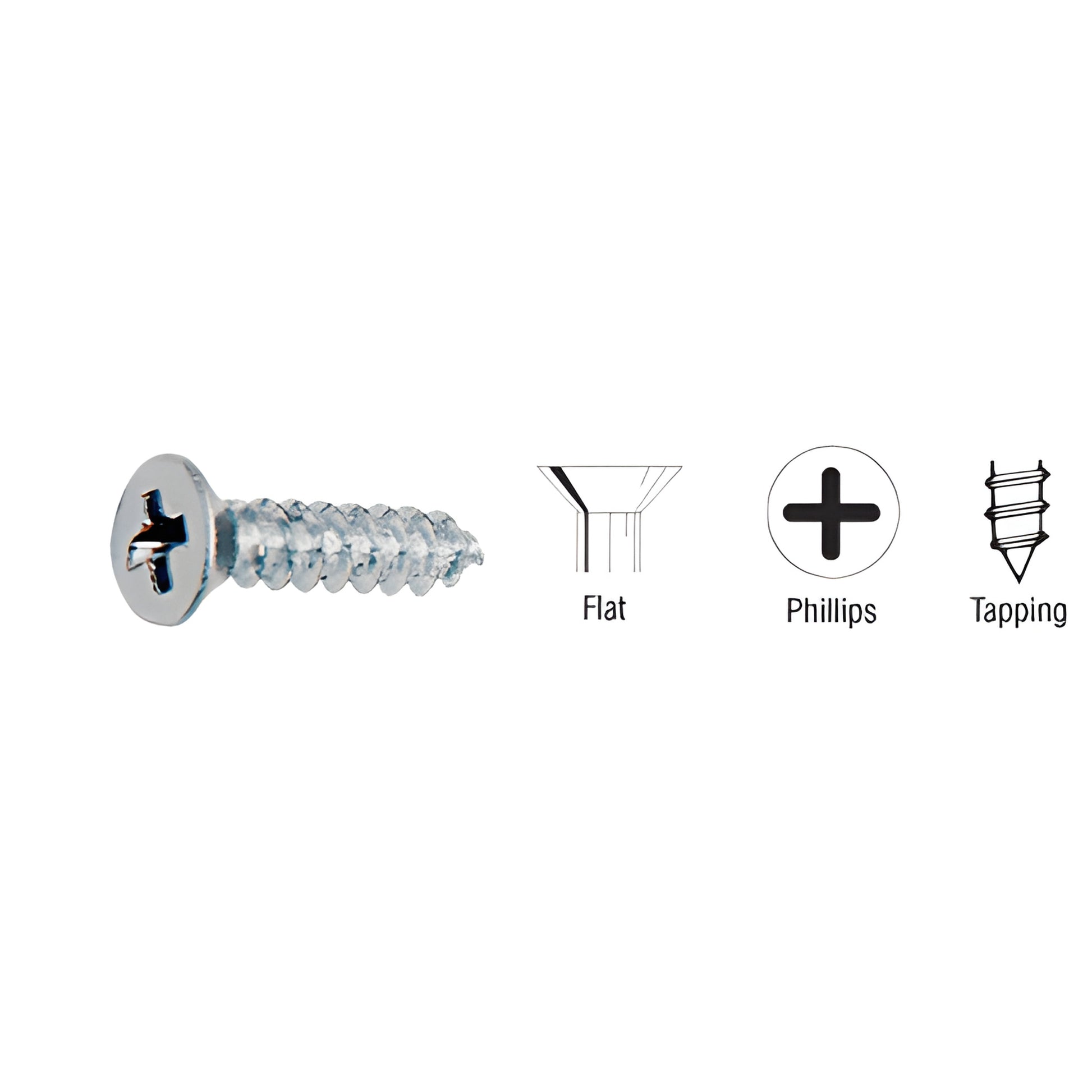 CRL #12 x 2" flat-head Phillips tapping screw, brushed stainless steel, pack of 100 (SKU 12X2FHPBS)