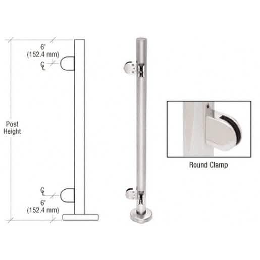 CRL Polished Stainless 42\" Glass Clamp 90° Corner Post Railing Kit for Secure Install