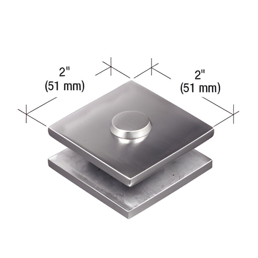 MFC11 2" square brushed stainless 180 mall-front clamp for 3/8-1/2" (10-12 mm) tempered glass