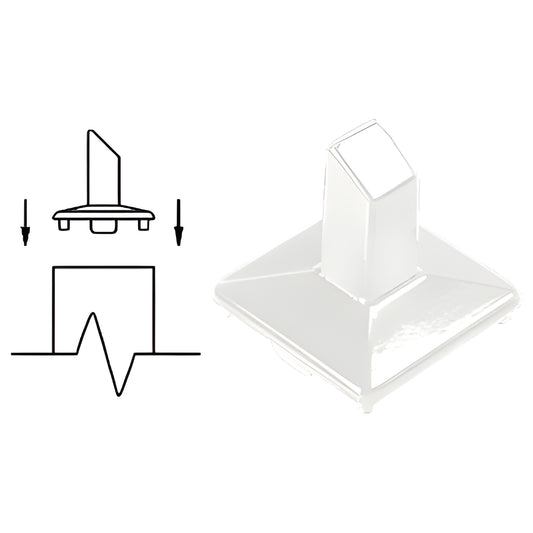 Sky white aluminum CRL intermediate post fitting for 100 Series railings, 180 stair top-rail connector - SKU 1PFW