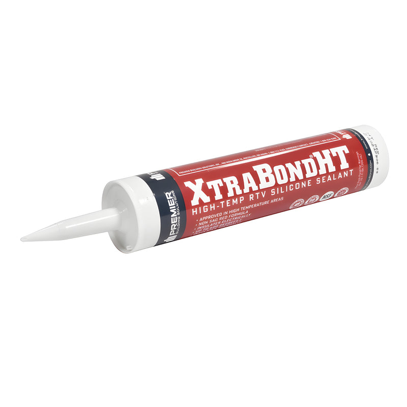 XtraBond HT red high-temp RTV silicone sealant cartridge, 10.1 oz tube with nozzle (SKU FBFX10013CRT)