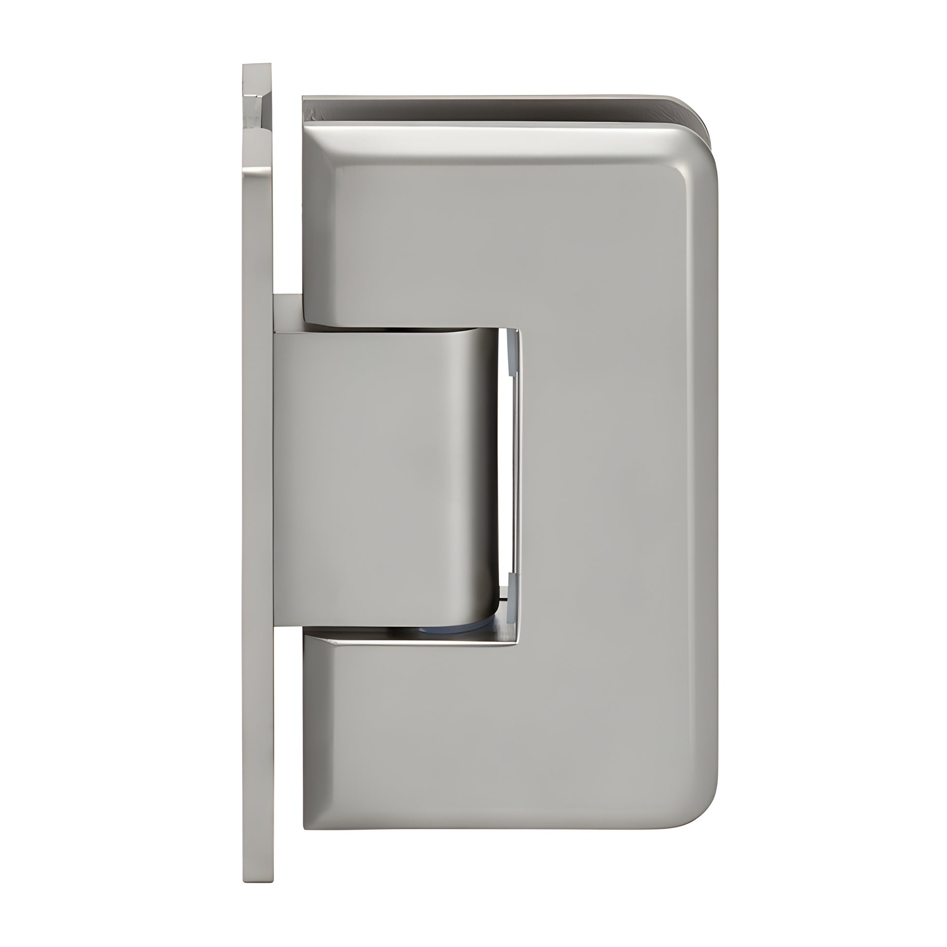 Cologne satin-nickel beveled brass shower hinge with H back plate for 3/8-1/2 glass - SKU C0L037SN