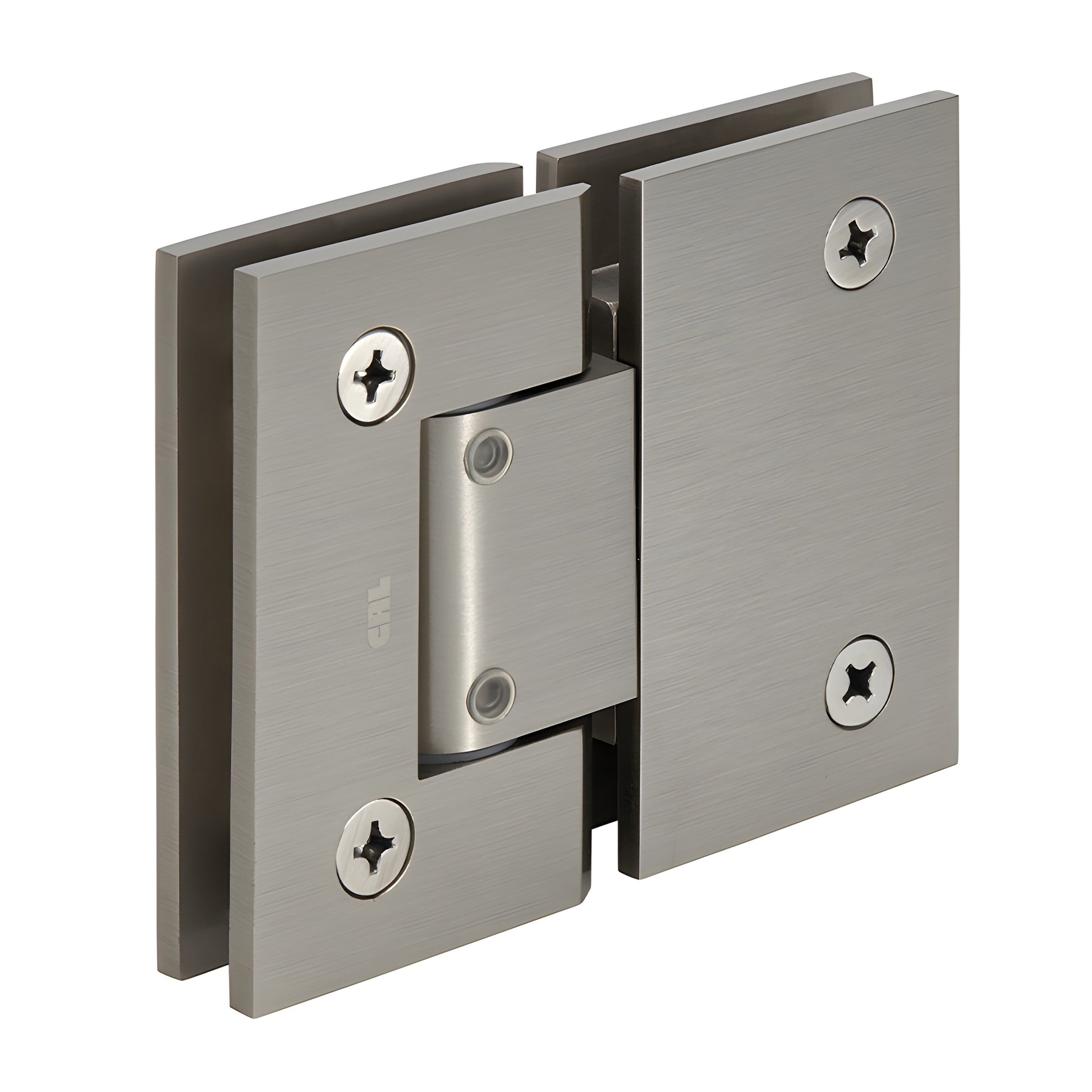 Brushed nickel adjustable glass-to-glass shower hinge GEN380BN, square-edge brass, for 8-12mm tempered glass