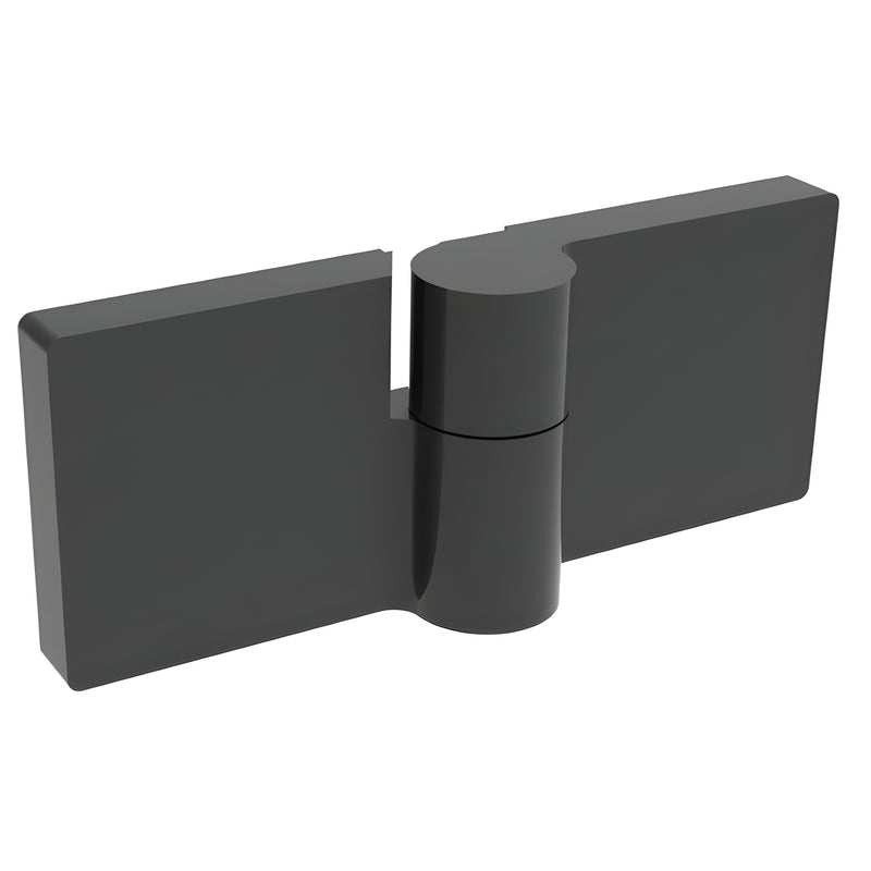 Matte black Lugano concealed glass-to-glass hinge for frameless shower doors, SKU LUG180LMBL.